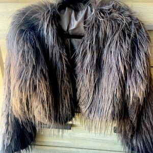 faux fur ostrich feathered jacket